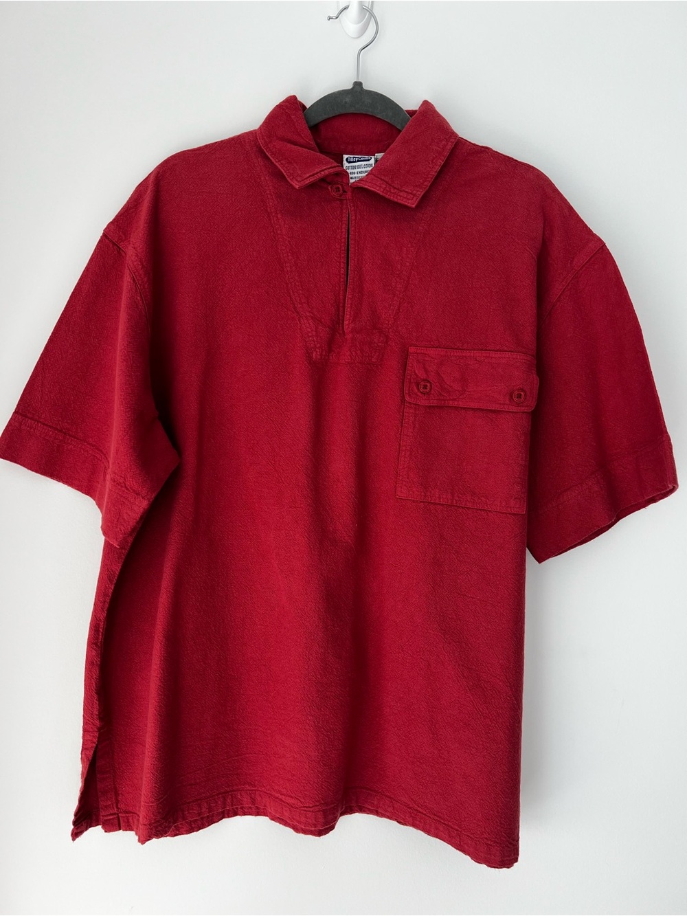 Tilley Cotton Men's Red Short-Sleeve Polo with Chest Pocket